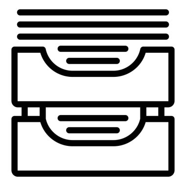 Kağıt alıcısı simgesi ana hat vektörü. Masa düzenleyicisi. Belge ofis sahibi