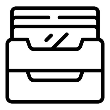 Kağıt düzenleyici simgesi ana hatları vektörü. Sabit kağıt tepsi. Masa başı iş kaynağı