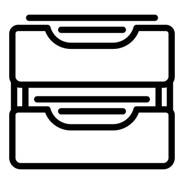 Plastik çoklu katman ofis tepsisi taslak vektörü. Belge sahibi ögesi. Masa başı iş düzenleyici