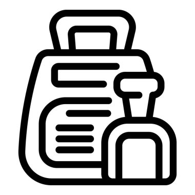 Tuvalet doldurma simgesi ana hatları vektörü. Hayvan kumluğu. Ev kakası kum malzemesi