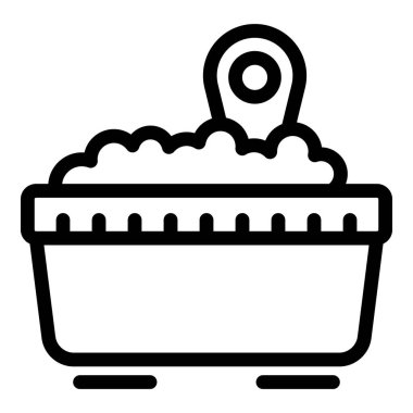 Hayvan tuvaleti ikonu ana hatları vektörü. Hayvan atıklarını temizliyorum. Çöp kutusu araçlarını sterilize et