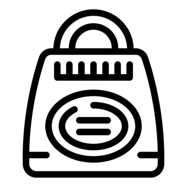 Silika kedi tuvalet doldurma ikonu ana hatları vektörü. Topaklanan granüller. Evcil hayvan kutusu maddeleri sterilize eder