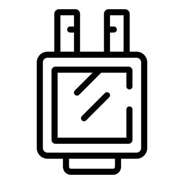 Güç bankası taşınabilir şarj ikonu ana hatları vektörü. Enerji bağlantı cihazı. Dijital şarj kaynağı