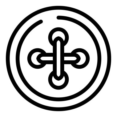 Giysi bağlayıcı ikon ana hatları vektörü. Kumaş tekstil endüstrisi. Dikiş malzemeleri.