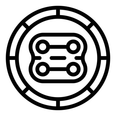 İplik düğmesi simgesi dış hat vektörü. Moda etkinliği. Needlecraft hobi ekipmanları