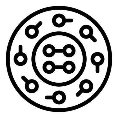 Düğme ilmek simgesi dış hat vektörü. Gömlek dairesi detayı. Yuvarlak bağlama ögesi