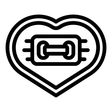 Kumaş kalp şeklinde düğme simgesi ana hat vektörü. Dikiş ipliği parçası. Hobi malzemesi dikiyorum.