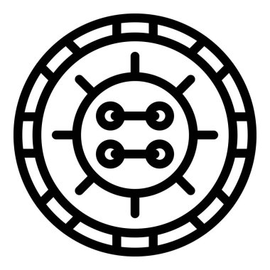 Needlecraft düğmesi simgesi ana hat vektörü. Dikiş aktivitesi. Giysi bağlama aracı