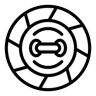 El yapımı düğme simgesi taslak vektörü. Pantolon imalatı detayları. Moda endüstrisi üretimi