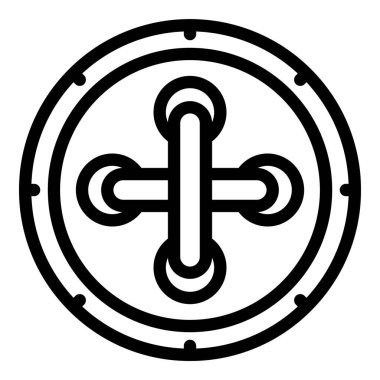 El yapımı düğme parçası ikon ana hatları vektörü. El işi detaylarını dikiyorum. Giysi yapımı iplik çemberi daha hızlı.