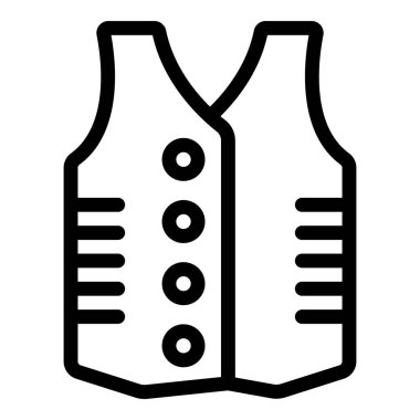 Tekstil imalatı çalışma ikonu ana hatları vektörü. Kıyafet ayrıntıları. Giysi dikiş ekipmanları