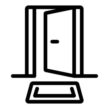 Matt simgesi ana hatlı kapıyı aç. Ev girişi. Zemin girişi halısı.