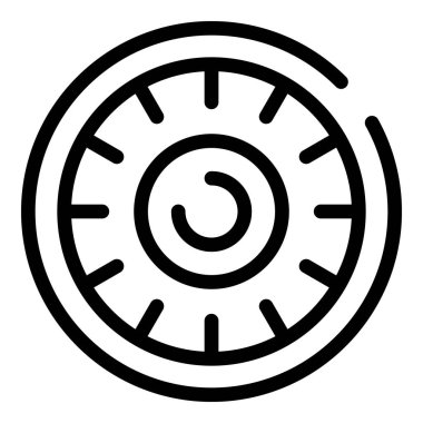 Yuvarlak kapı paspas ikonu ana hat vektörü. Ayak halısı. Paspas aksesuarı.