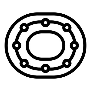 Oval kapı paspas simgesi ana hat vektörü. Dekoratif giriş halısı. Giriş alanı örtüsü
