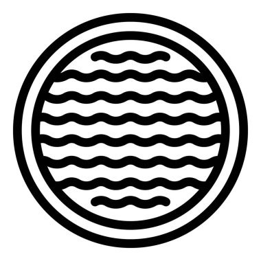 Daire şeklinde paspas ikonu ana hatları vektörü. Süslü ön kapı paspası. Temiz ayakkabılar, halı silme.