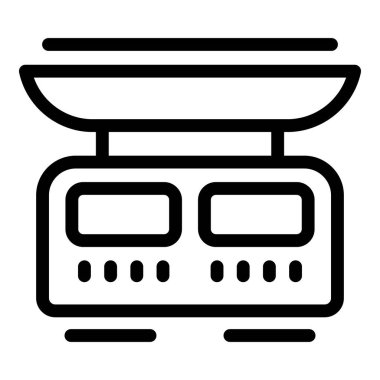 Mutfak dengesi ikon ana hatları vektörü. Mutfak terazisi. Dijital tartma aygıtı