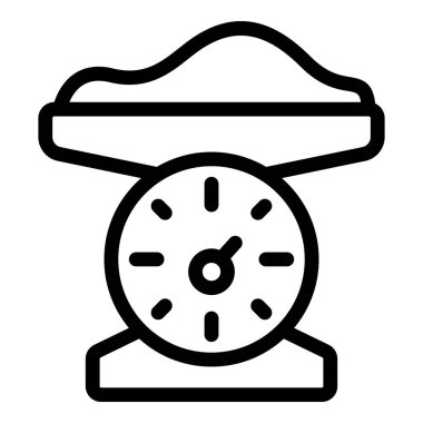 Mutfak ağırlığı ölçme aygıtı ana hatları vektörü. Gıda ölçüsü. Ürün porsiyon aygıtı