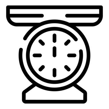 Hassas gıda ölçekli ikon ana hatları vektörü. Kilogram ürün ağırlığı. Beslenme ölçüm aracı