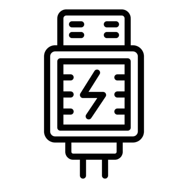 Usb Power Adapter Icon Outline Vector Energy Connection Wire Power — Stock Vector