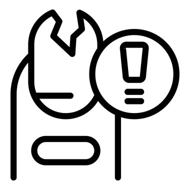 Çatlak tırnak ikonu ana hatları vektörü. Jel tırnaklar. Manikür düzeltme servisi