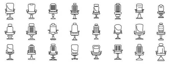 Εικονίδια Καρέκλα Κουρέα Σύνολο Διάνυσμα Περίγραμμα Εσωτερικό Κάθισμα Σαλονιού Κουρείο — Διανυσματικό Αρχείο