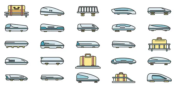 Car Roof Box Icons Set Outline Vector Auto Baggage Cargo Vector Graphics