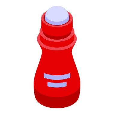 Kırmızı rulo deodorant ikon izometrik vektörü. Taze kozmetik. Mataralı ter.