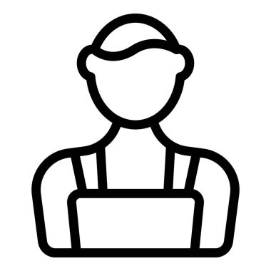 Klima kurulumu işçi ikonu ana hatları vektörü. Bakım servisi. İklim teknolojisi yükle