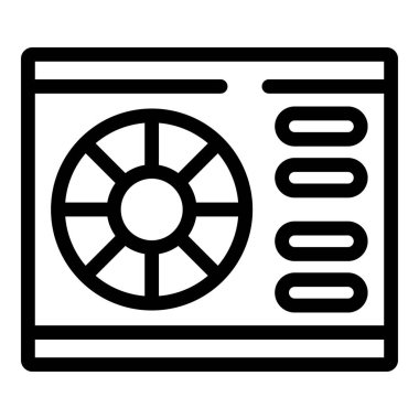 Taşınabilir klima ikonu ana hatları vektörü. Havalandırma vantilatörü. Kapalı alan sıcaklığı soğuyor