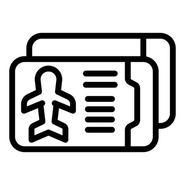 Uçuş biletleri ikon ana hatları vektörü. Uçağa biniş kartı. Seyahat eden uçak belgeleri