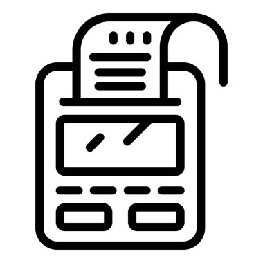 Bilet otomat simgesi ana hatları vektörü. İstasyon ödeme makinesi. Yolcu kartı alımı