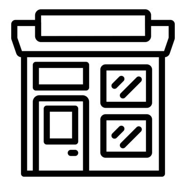 Posta ofisi simgesi ana hatları vektörü. Mektup ve paket postala. Teslimat ve dağıtım noktası