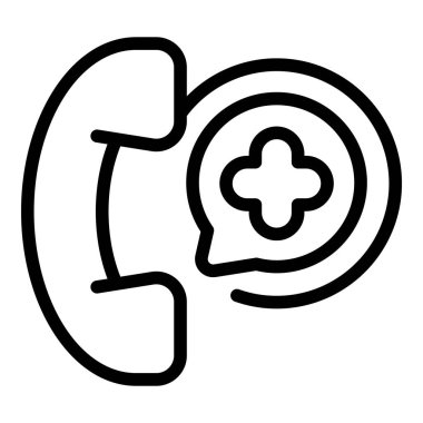 Acil telefon çağrısı ikonu ana hat vektörü. İlk yardım alarmı. Acil yardım hattı bildirimi