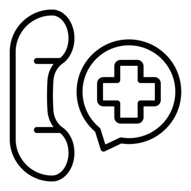 Ambulans acil çağrı ikonu ana hat vektörü. Doktor acil bakım. İlk yardım talebi