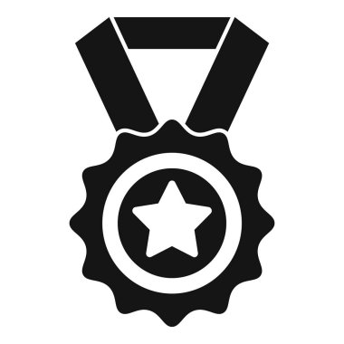 Altın madalya ikonu basit vektör. Başarı ödülü. Motivasyon hediyesi