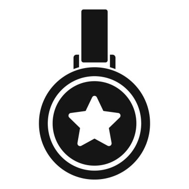 Altın liderlik madalyası ikonu basit bir vektör. Sosyal ödül. Sahne ortamı amblemi