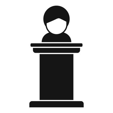 Motivasyon konuşmacısı konuşma simgesi basit bir vektör. Profesyonel seyirci. Eğitim işi