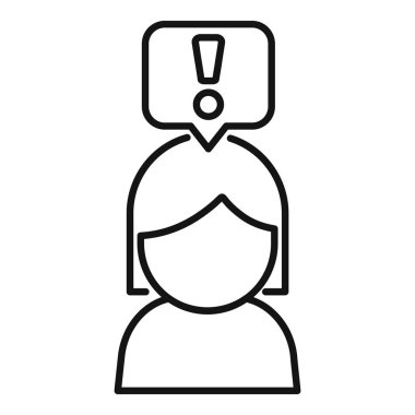 Kadın hoparlör ikon ana hat vektörü. Motivasyon lideri. Konuşma konuşmacısı