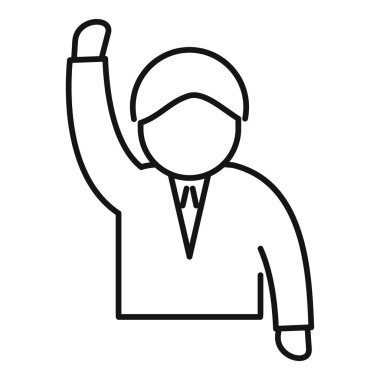 İş motivasyon konuşmacısı ikonu ana hatları vektörü. Konuşma sanatçısı. Kamu lideri