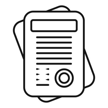 Evrak işleri bildirim ikonu ana hatları vektörü. Veri yasası. Belge dönemi mektubu