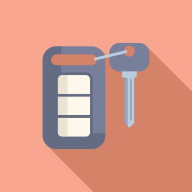 Araba uzaktan kumandalı anahtar simgesi düz vektör. Akıllı güvenlik. Güvenli çip