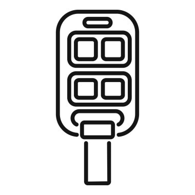 Elektronik akıllı anahtar simgesi ana hatlı vektör. Güvenliğe erişim. Dikkat ateşleme.