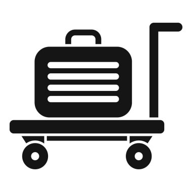 Küçük torba ikonlu bir valiz, basit bir vektör. Teslimat gezisi. Metal nesne
