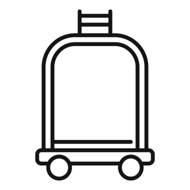 Sağlam bagaj tramvayı ikon ana hat vektörü. Metal nesne. Platform dengesi