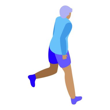 Kıdemli atlet ikon izometrik vektörünü çalıştırıyor. Açık hava eğitimi. Egzersiz oturumu