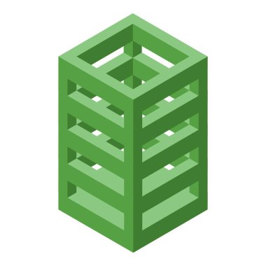 Yeşil plastik kalem standı ikon izometrik vektörü. Renkli sanat sembolü. İşaret öğrenme