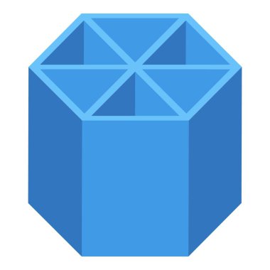 Mavi kalem standı ikon izometrik vektörü. Altıgen form. Yaratıcılık sanatı