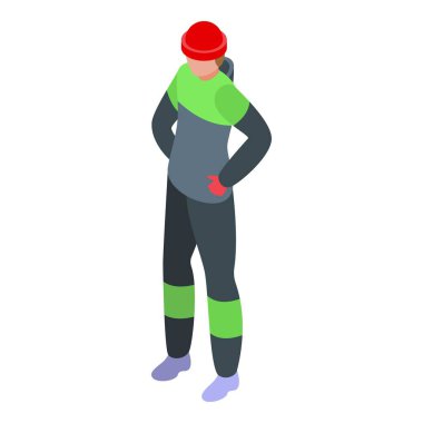 Kutup kaşifi ikon izometrik vektörü. Bilimadamı. Doğa buz direği