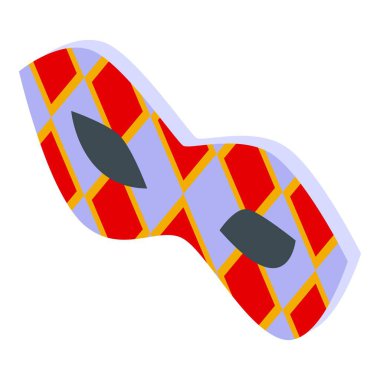 Dekorasyon festivali maskesi ikonu izometrik vektörü. Venedik sembolü. Tasarım sanatı eğlencesi