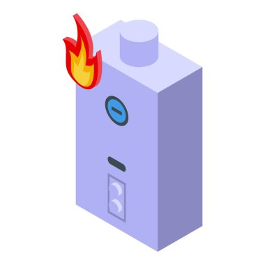 Lpg ev kazanı ikon izometrik vektörü. Valf pompası. Isıtma evi